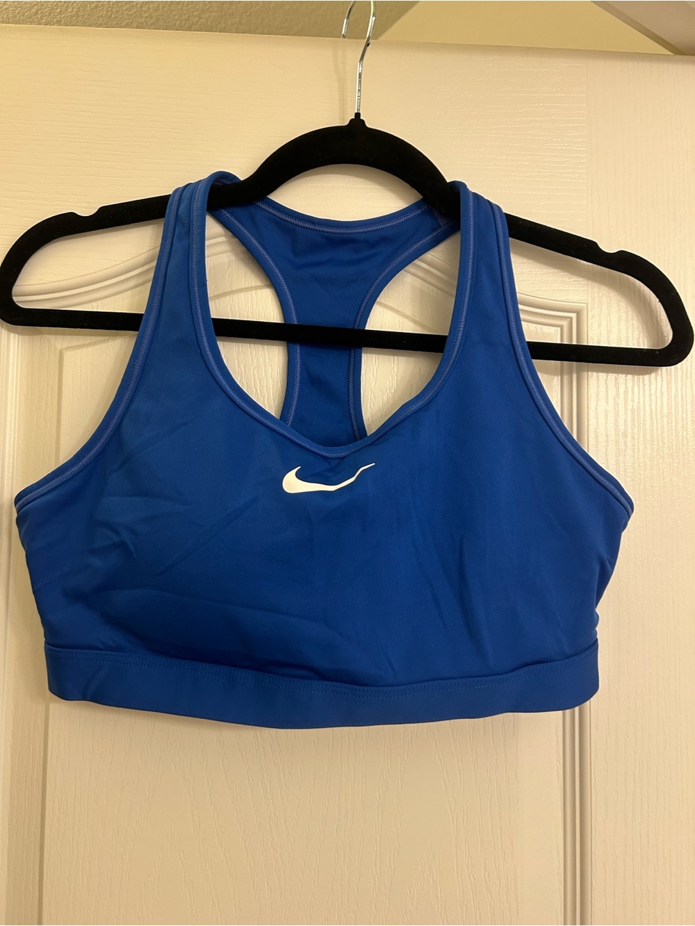 Nike Blue Racerback Sports Bra with White Swoosh